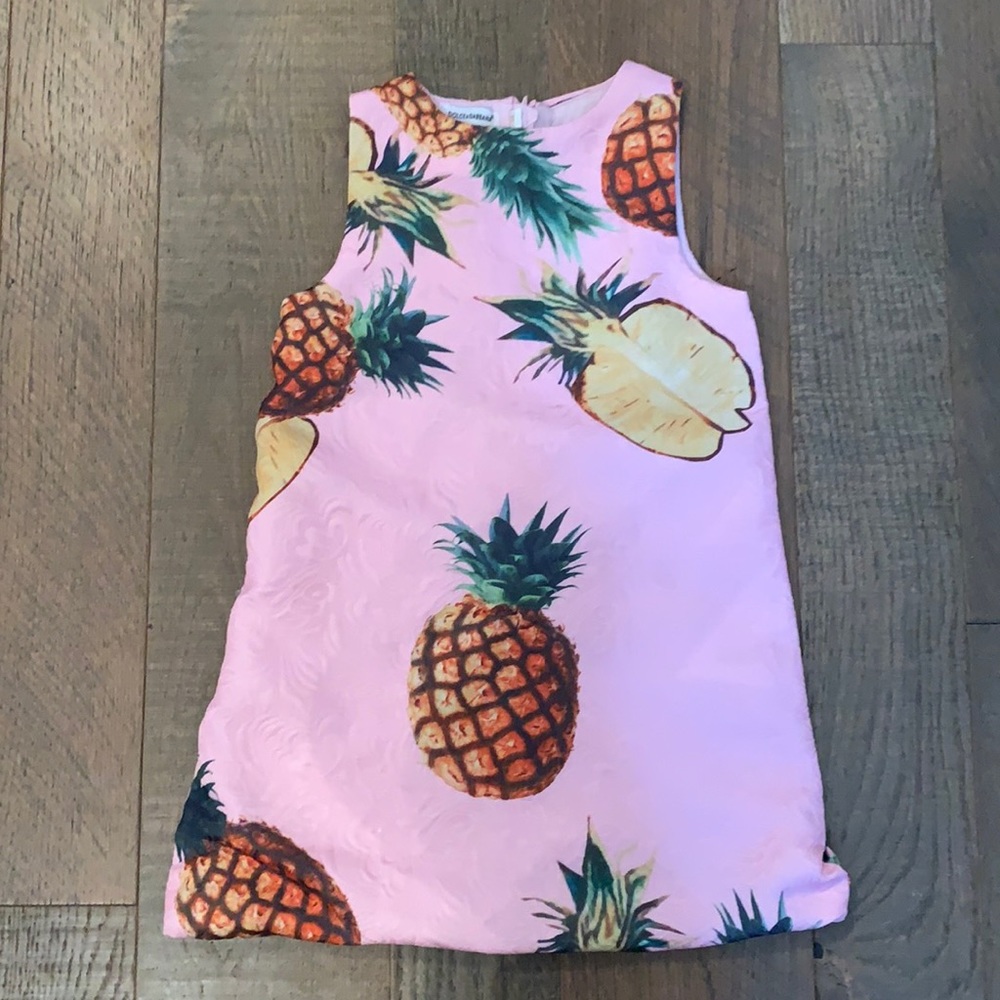 Dolce & Gabbana girls dress 5a / 5t pineapple pink quilted. Super cute